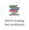 HOST training and certification logo with books.