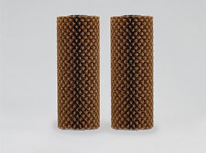Two cylindrical brown textured objects displayed.