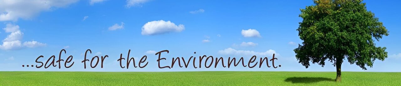 A clear blue sky over a green field with the words 'Save the Environment'.